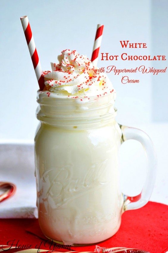 White Hot Chocolate with Peppermint Whipped Cream