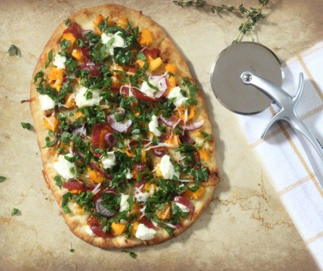Healthy Butternut Squash Flatbread Pizza