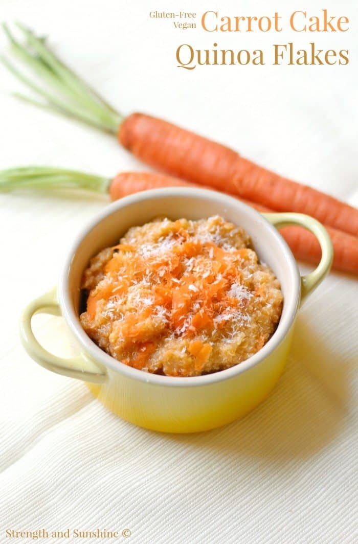 Gluten Free & Vegan Carrot Cake Quinoa Flakes by Strength and Sunshine