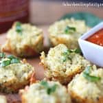 Quinoa pizza bites with tomato sauce dip