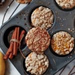 freshly baked banana bread muffins in a tray