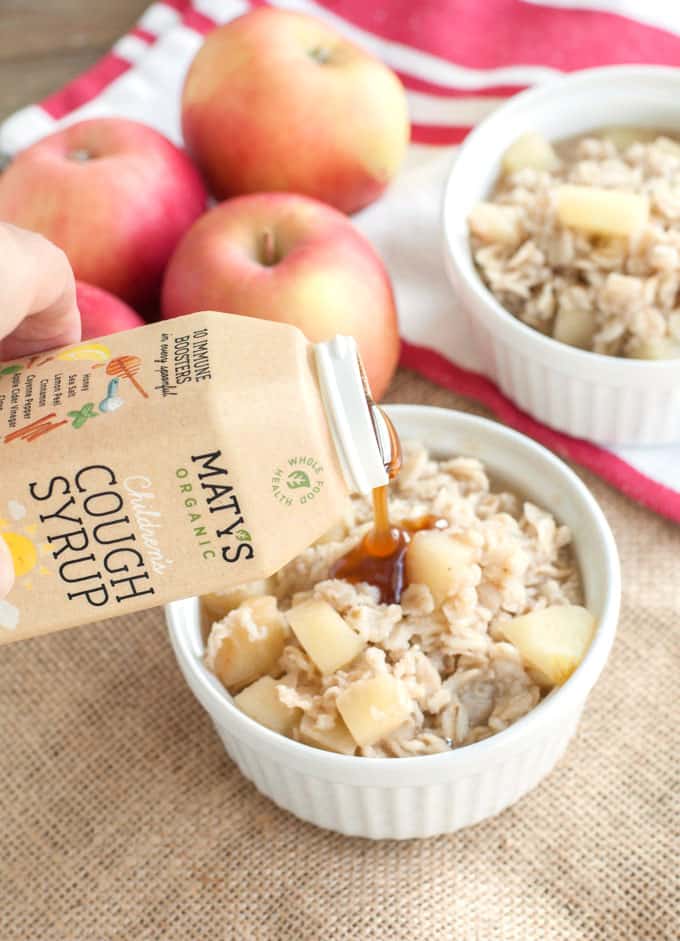 Add Maty's All Natural Cough Syrup to the Apple cinnamon oatmeal ingredients