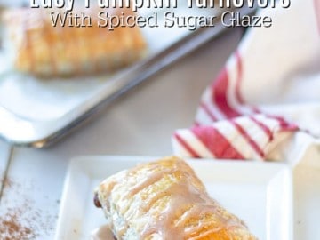 pumpkin turnover with spiced sugar glaze on a plate