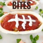 football taco bowl bites on a white plate with green onions around it