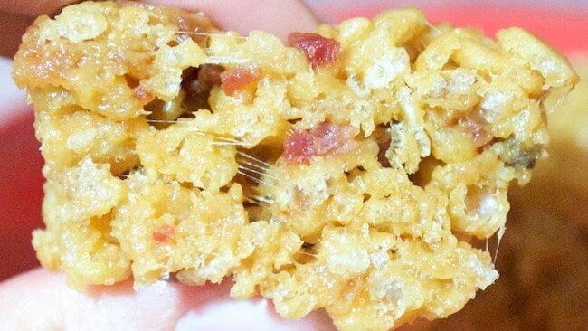 these treats bring together marshmallow goodness with the saltiness of bacon and the nutty goodness of peanut butter