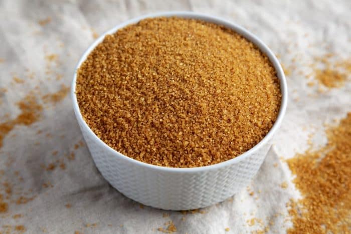 Brown Demerara Sugar in a white Bowl