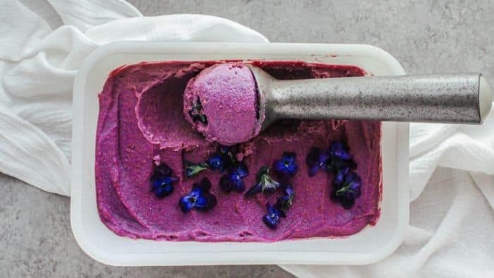 The allure of this purple sweet potato ice cream’s vibrant color is rivaled only by its smooth and creamy flavor with a subtle sweetness and earthy notes. 