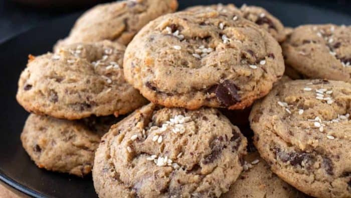 freshly baked classic chocolate chip cookie with a savory surprise