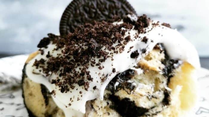Oreo cinnamon rolls combine the warm spice of cinnamon with the beloved crunch and the unique chocolate flavor of Oreos