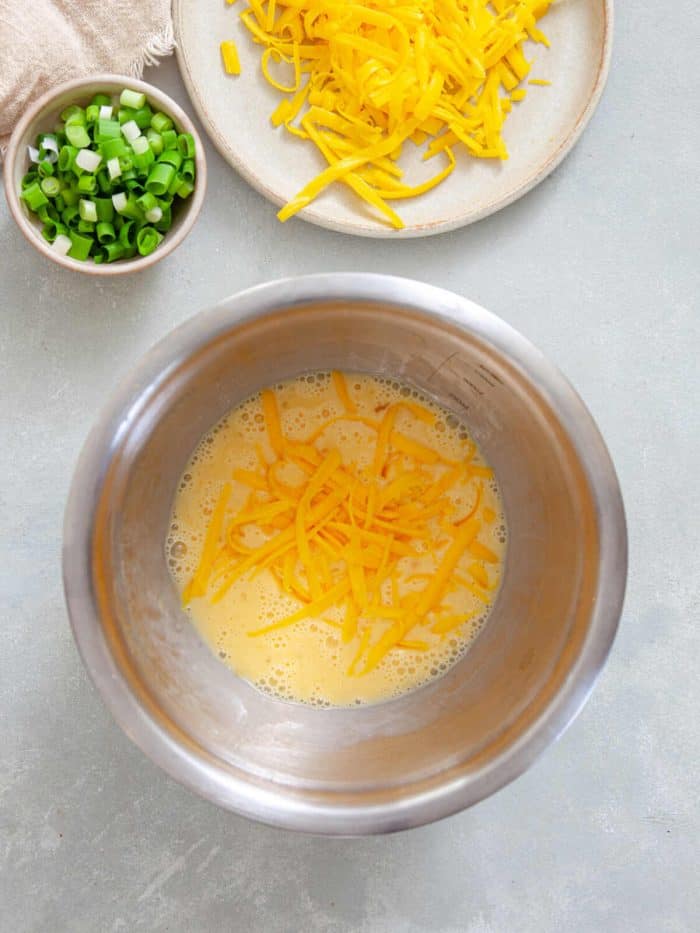 egg mixture in a mixing bowl
