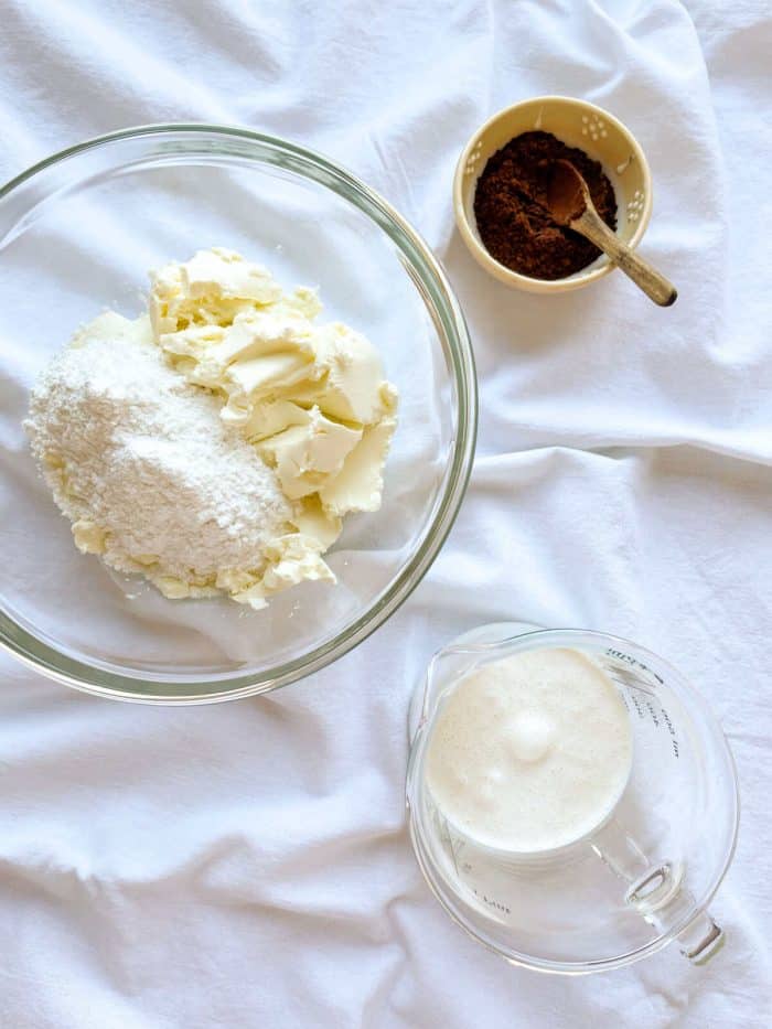 heavy whipping cream in a large mixing bowl