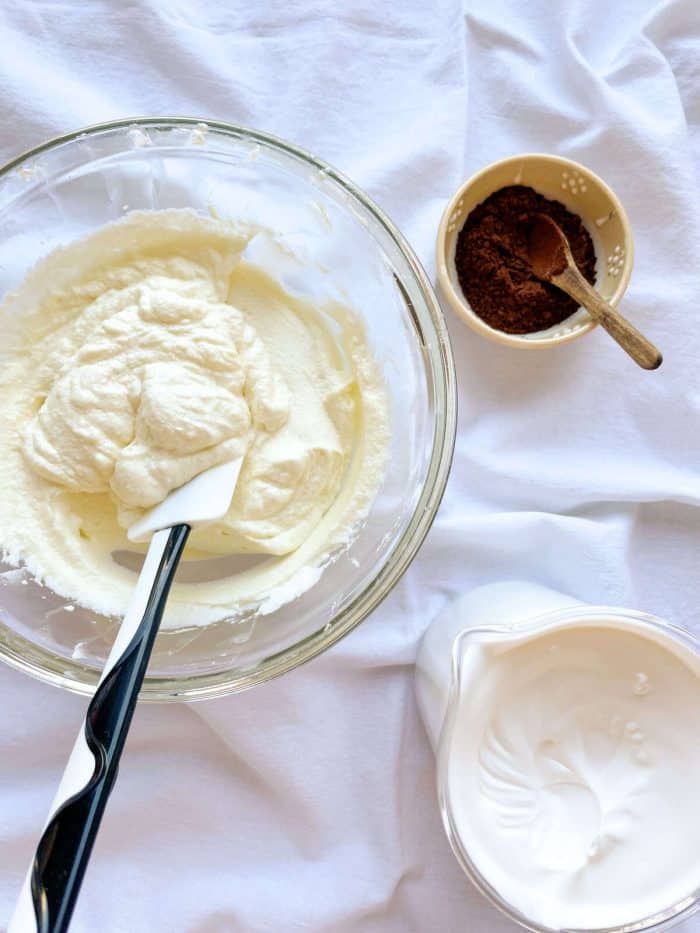 a heavy whipping cream in a large mixing bowl