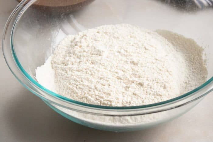mixing bowl and whisk together the all-purpose flour, baking soda, baking powder, and salt