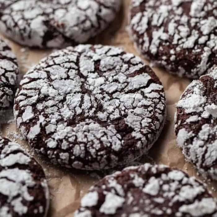 The crackled powder sugar crust of these crinkle cookies gives way to a fudgy center that melts in your mouth, giving you that deep cocoa flavor you crave. 