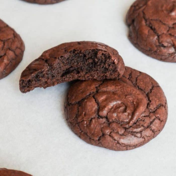 These treats have the crackly crust and fudgy goodness of a brownie while maintaining the chewy center that you crave in a cookie. 