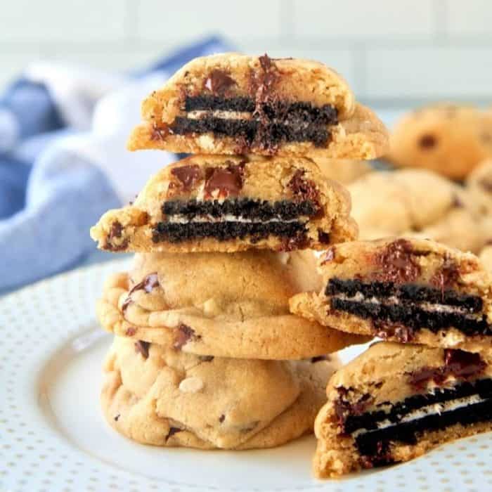Each Oreo here is wrapped in a blanket of chocolate chip cookie dough, creating a decadent, double-layered cookie that offers an exciting surprise.