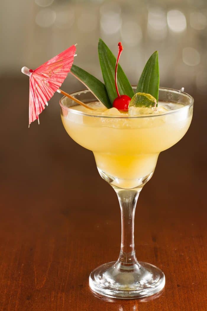 a glass of Pina colada