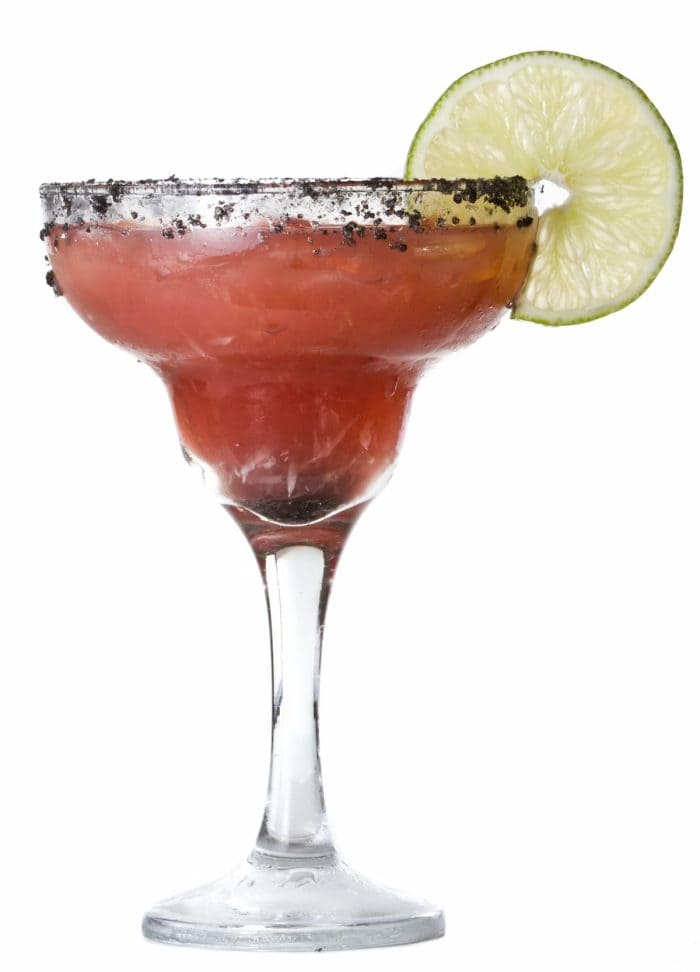 a glass of Smoky strawberry margarita