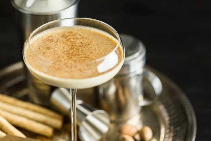 a glass of Egg nog cocktail 
