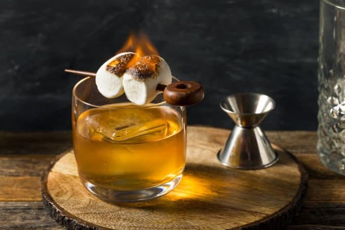 Homemade Smokey Marshmallow Campfire Old Fashioned with Bourbon