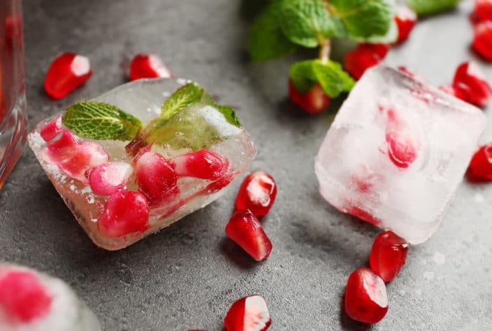 Ice with pomegranate seeds