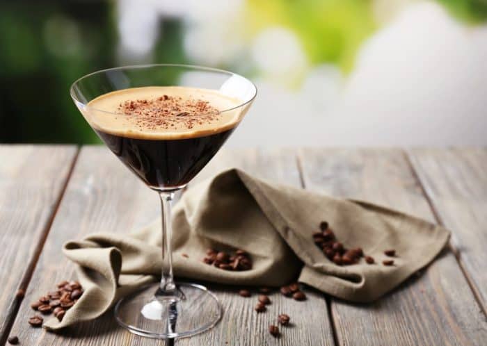 Espresso cocktail served on table
