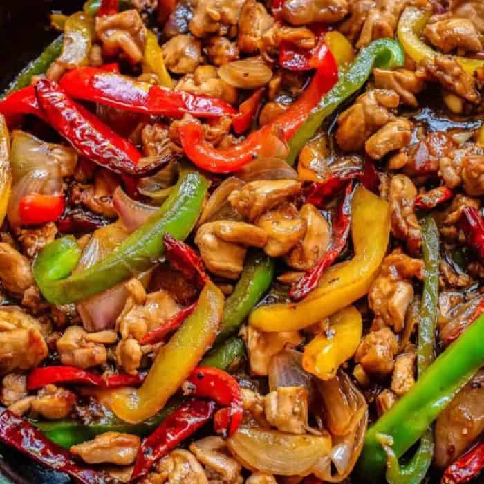 a close up photo of spicy black pepper chicken recipe