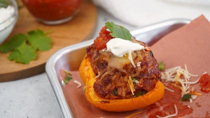 a photo of smoked chorizo stuffed peppers 