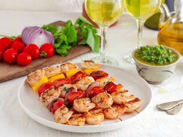 spicy grilled shrimp culinary adventure that combines the succulent flavors of the sea with the vibrant, herbaceous punch of homemade Zhoug sauce