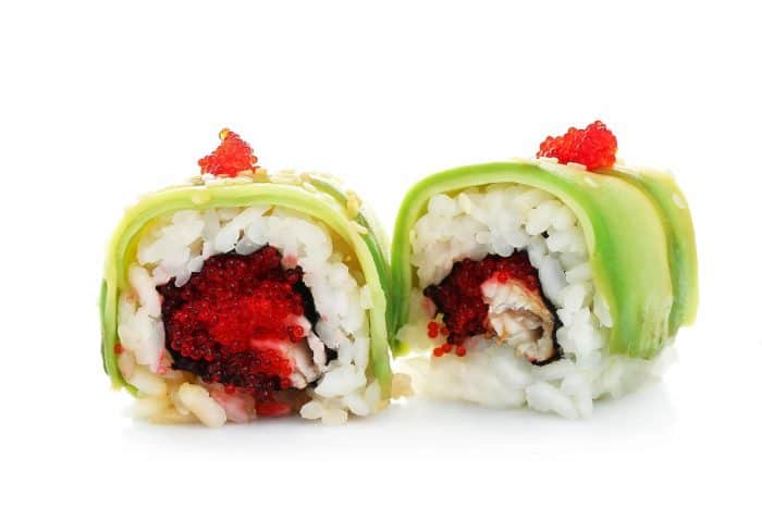 Sushi rolls isolated on white