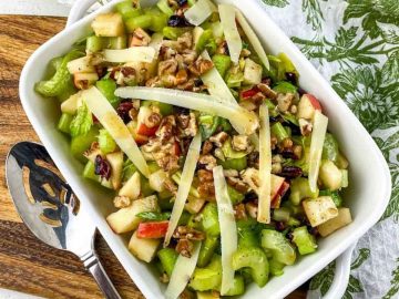 Dive into our invigorating apple celery salad, dressed in a delectable homemade maple-Dijon vinaigrette that's sure to tantalize your taste buds. 