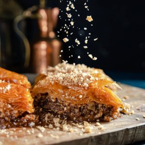 sweet, nutty, and irresistibly flaky baklava perfect for those who adore the rich flavors of cinnamon, clove, and honey combined with the satisfying crunch of walnuts, this delectable pastry is a labor of love that promises delight.
