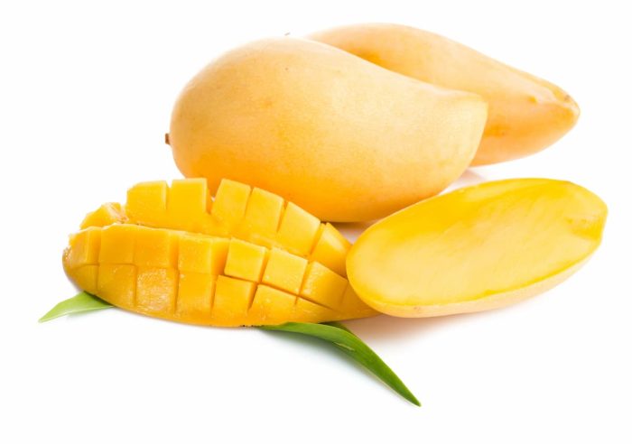 fresh mango placed on a white isolated background
