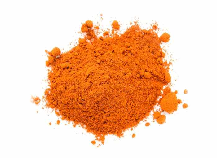Orange curry powder combines a variety of spices, including turmeric, which gives it that characteristically bold orange color. 