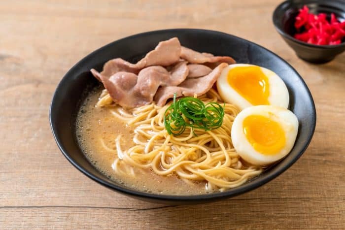 Tonkotsu ramen noodles with pork and egg
