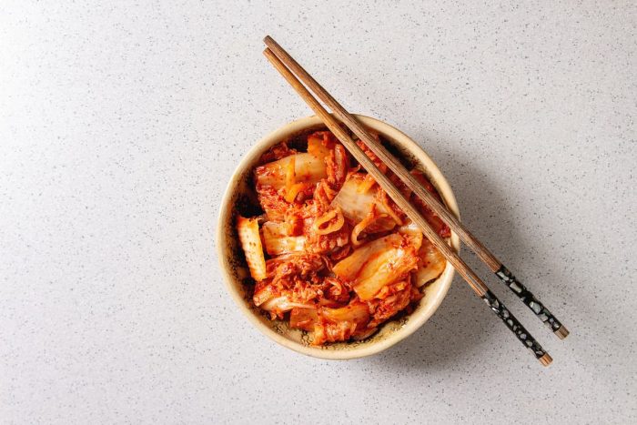 a bowl of Kimchi brings a combination of spicy, sour, and umami tones to your ramen.