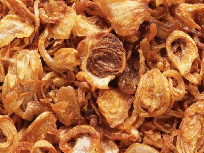 close up image of golden Fried shallots