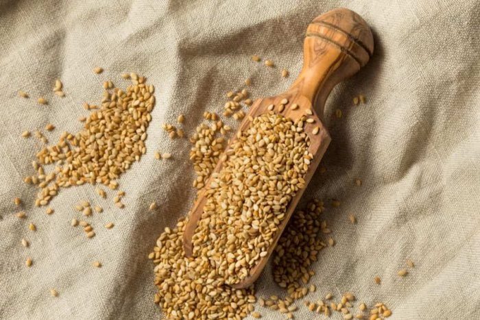 Organic Toasted Sesame Seeds in a Scoop