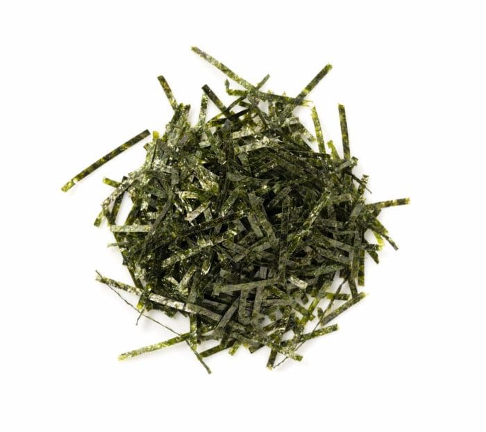 Crumpled pieces of nori sheets introduce a crispy seafood note that perfectly pairs with the savory components of your ramen.