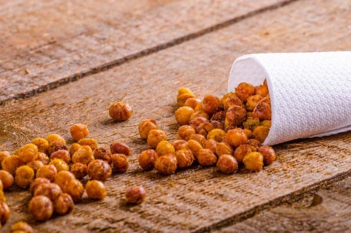 Moroccan spiced chickpeas are a protein-rich salad topping with aromatic spices like cumin, coriander, and paprika. 