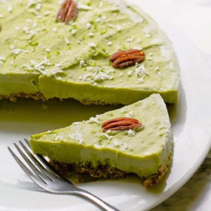 It's composed of a nutty crust and a velvety filling, a harmonious blend of sweet and tangy, perfect for those looking for a luscious treat without lactose.