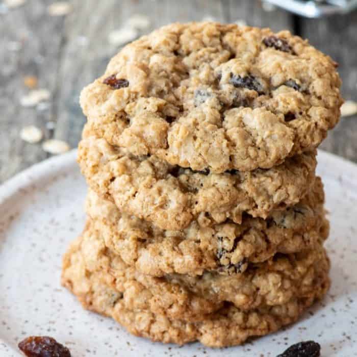Bringing together the chewiness of oats, the sweetness of raisins, cane sugar, and brown sugar, and the subtle warmth of cinnamon, each cookie boasts a chewy center with a slightly crisp edge, making for an irresistible, comforting snack.