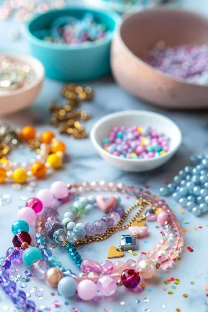 Older kids can express their love with custom jewelry, assembling beads and charms for a handmade necklace or bracelet.