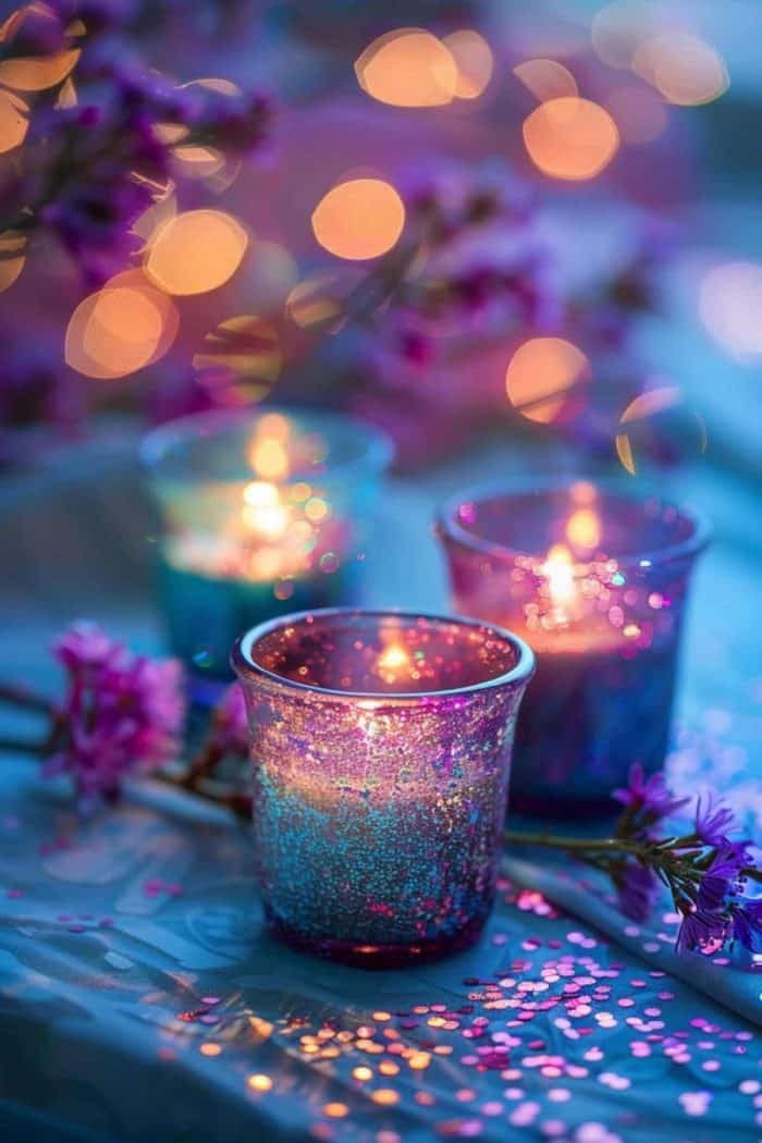 Decorative candle holders — embellished with shimmering glitter — are the perfect crafts to encapsulate the enduring light of a mother's love.