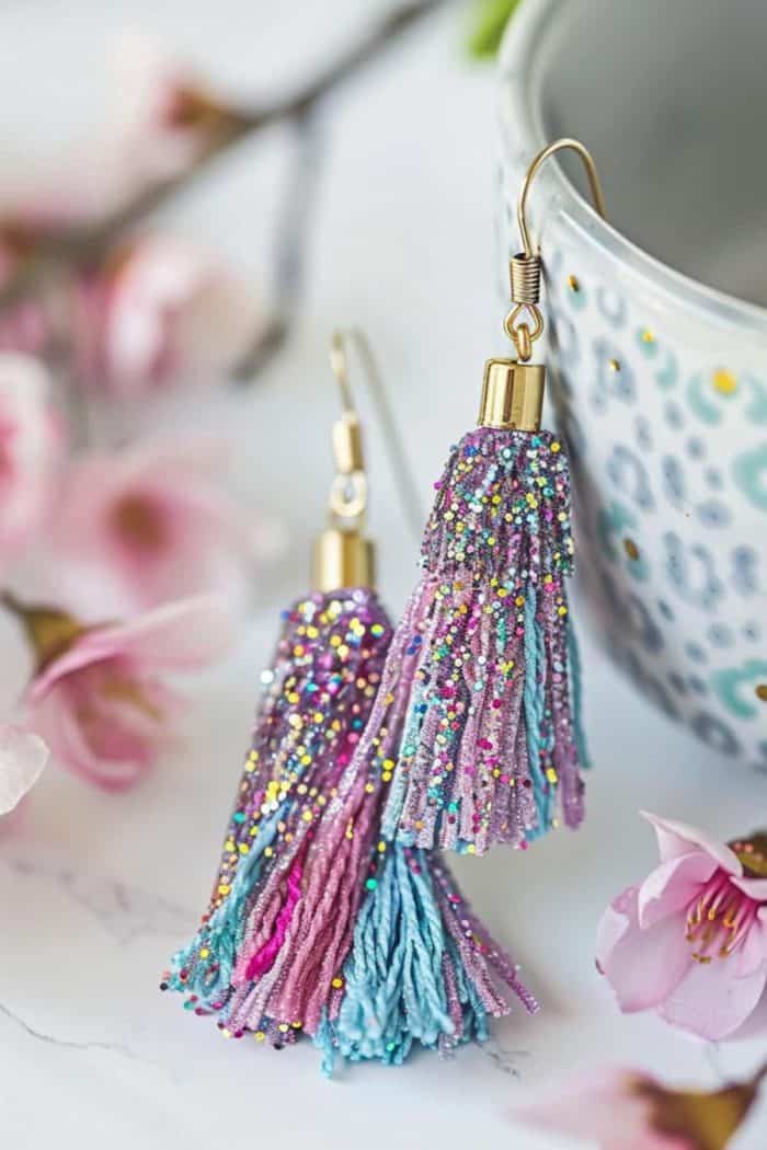 Nothing’s sweeter than handmade jewelry, and these glittery tassel earrings are a standout gift for Mom on her day. Not to mention they’re easy to make!