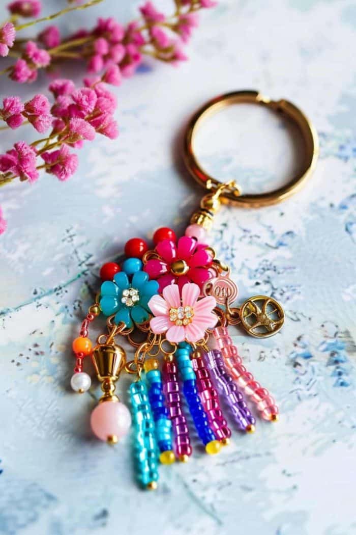 Adorned with colorful beads and lovely charms, any teen can assemble a personalized keychain like this accessory as a token of affection that Mom will treasure each time she reaches for her keys.