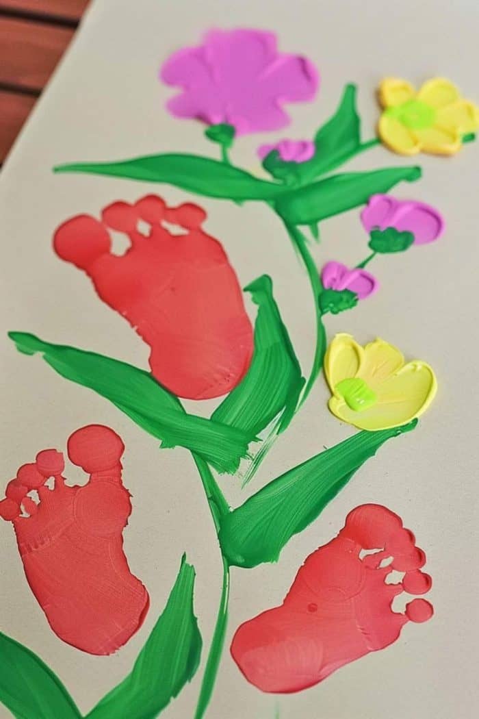 No need to limit kids’ crafts to handprints; they can use their feet for an oh-so-adorable footprint garden, complete with painted blooms and leaves.