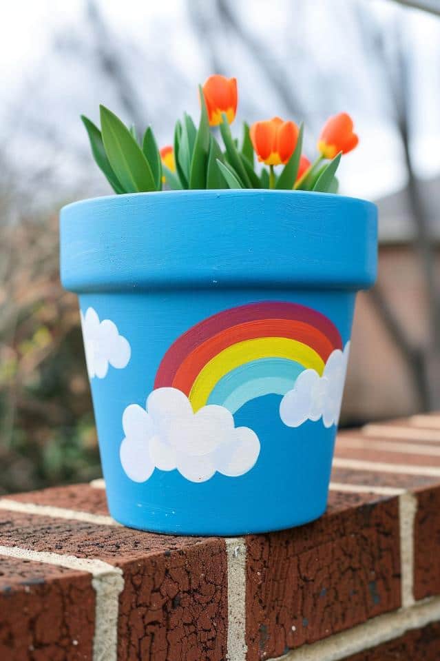 Rainbows and clouds bring a burst of cheerfulness, painting a sky full of dreams onto your planters and bringing a smile to your face with their playful appearance.