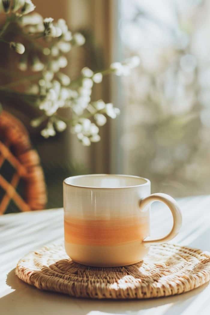 Capturing the serene beauty of dawn, this mug displays a gradient that seamlessly transitions from a warm amber to a soft morning blush.