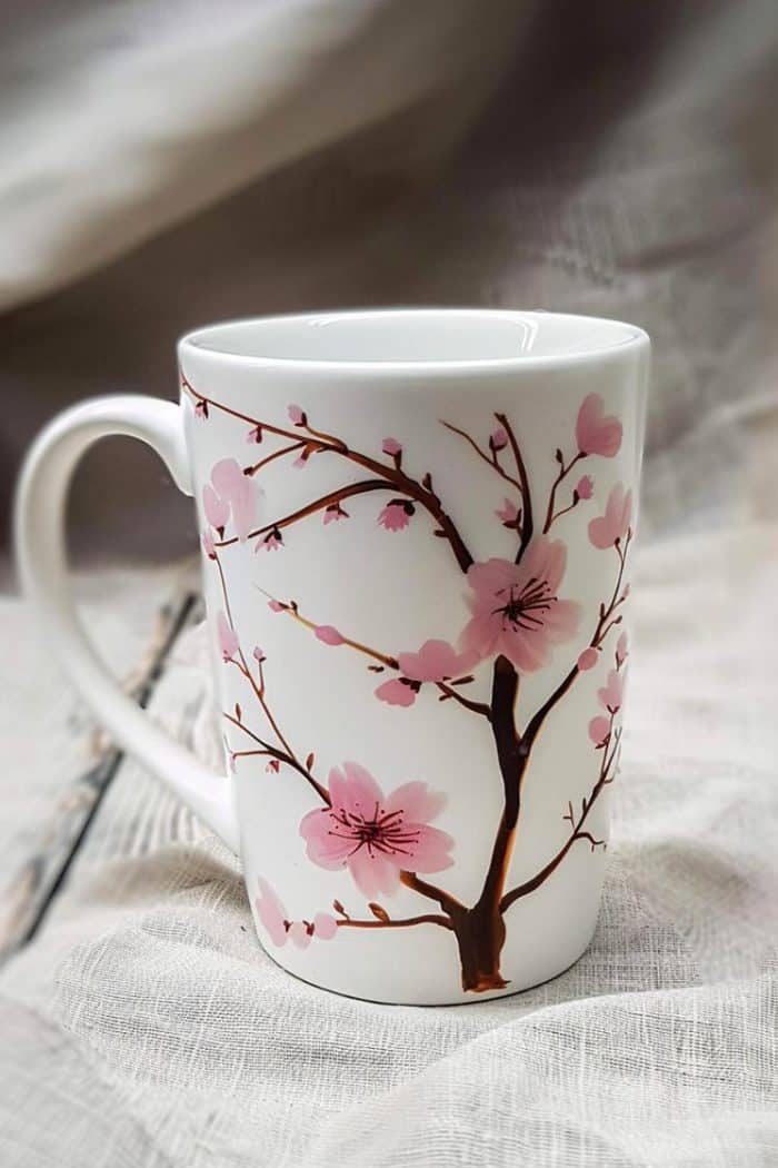 The soft pink petals and brown branches are painted with fine detail, offering a sense of renewal and the ephemeral beauty of the cherry blossom season with every use.